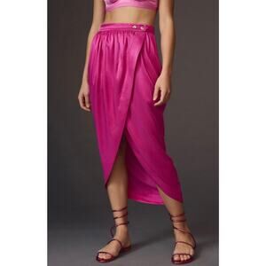 NWT Anthropologie Maeve Women's Hot Pink Satin Tulip Skirt Size 0 NEW